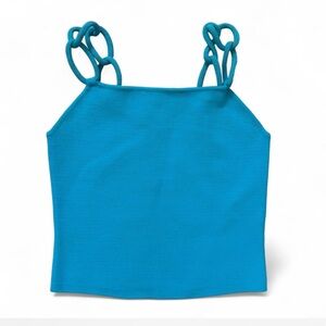 Vintage bright blue House of Harlow top with unique knotted straps
